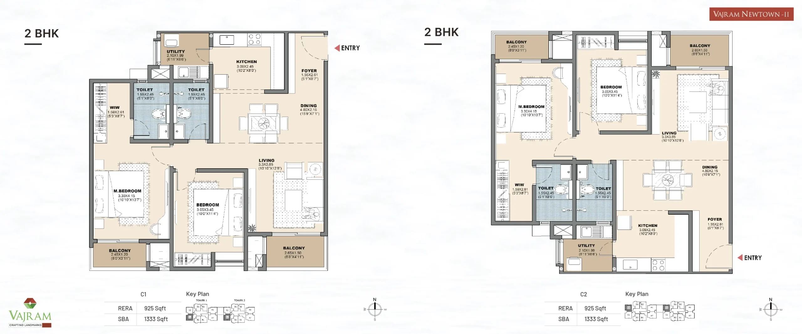 vajram newtown floor plan 2bhk